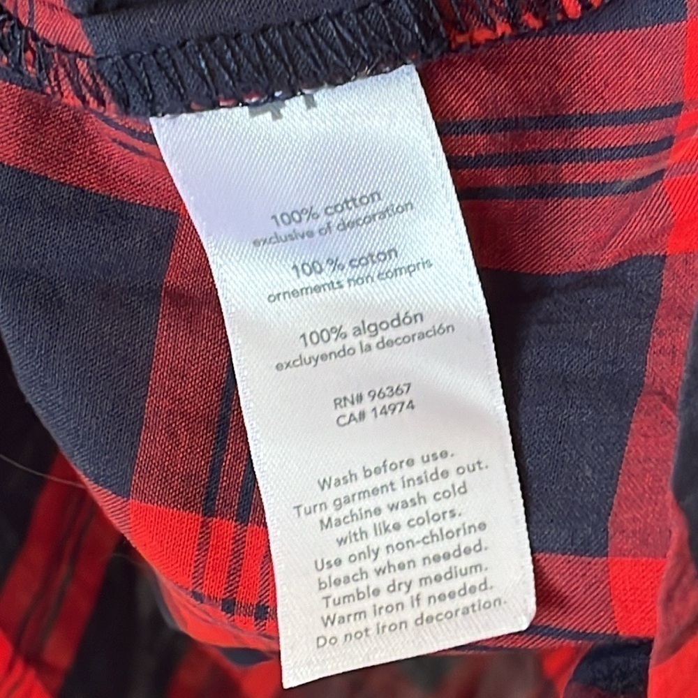Brand New OshKosh B’Gosh Red & Navy Blue Plaid Shirt Button Up Cotton Blouse - Picture 4 of 10